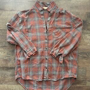 Women’s Plaid Shirt - Rust and Gray